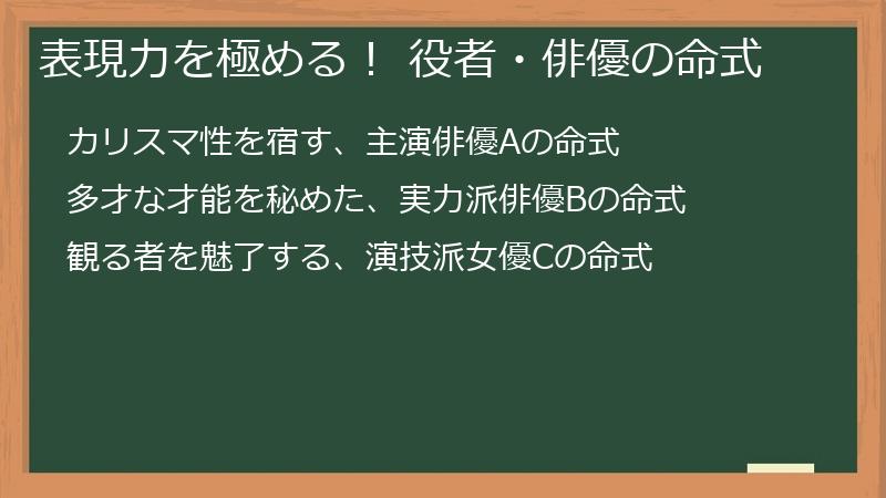 表現力を極める！ 役者・俳優の命式