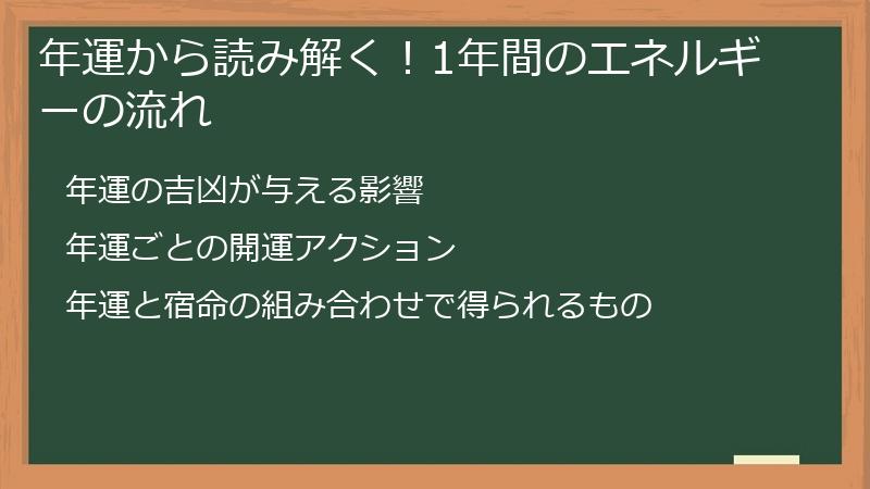 年運から読み解く！1年間のエネルギーの流れ
