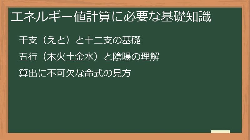 エネルギー値計算に必要な基礎知識