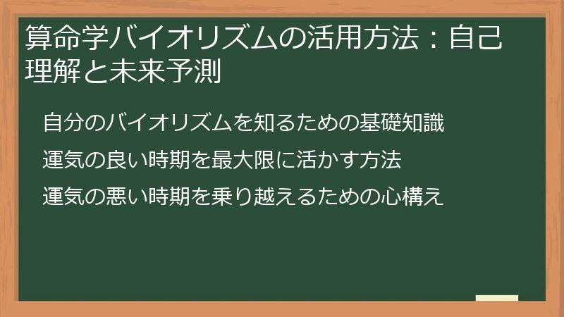 算命学バイオリズムの活用方法：自己理解と未来予測