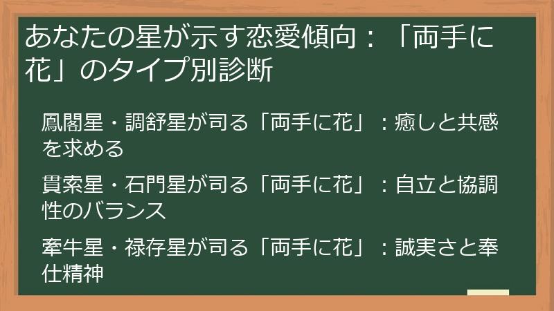あなたの星が示す恋愛傾向：「両手に花」のタイプ別診断