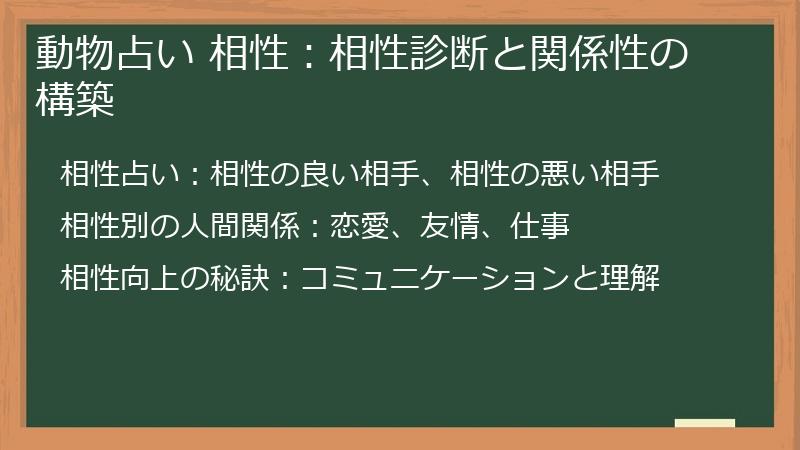 動物占い 相性：相性診断と関係性の構築