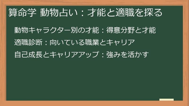 算命学 動物占い：才能と適職を探る