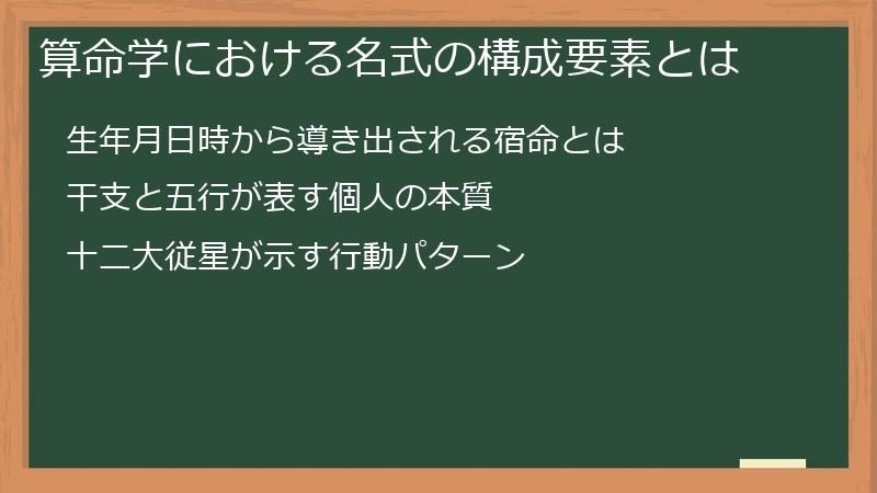 算命学における名式の構成要素とは