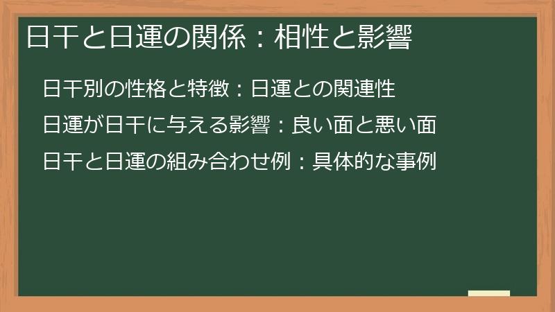 日干と日運の関係：相性と影響