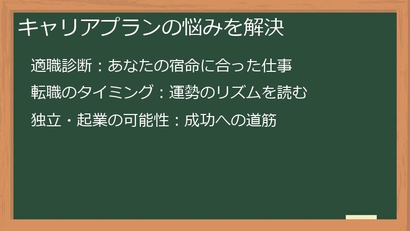 キャリアプランの悩みを解決
