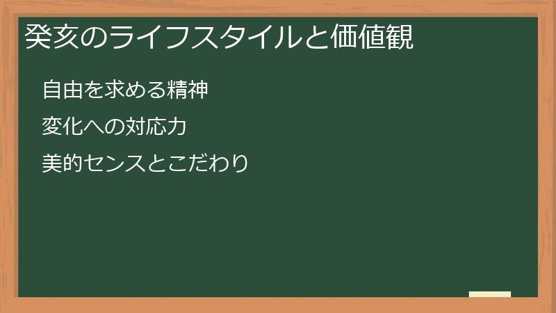 癸亥のライフスタイルと価値観