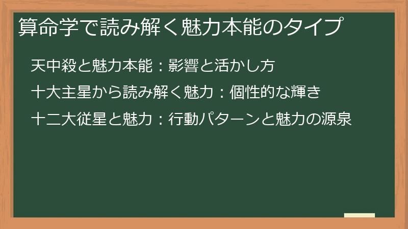 算命学で読み解く魅力本能のタイプ