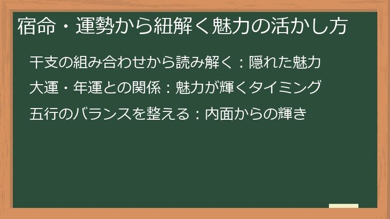 宿命・運勢から紐解く魅力の活かし方