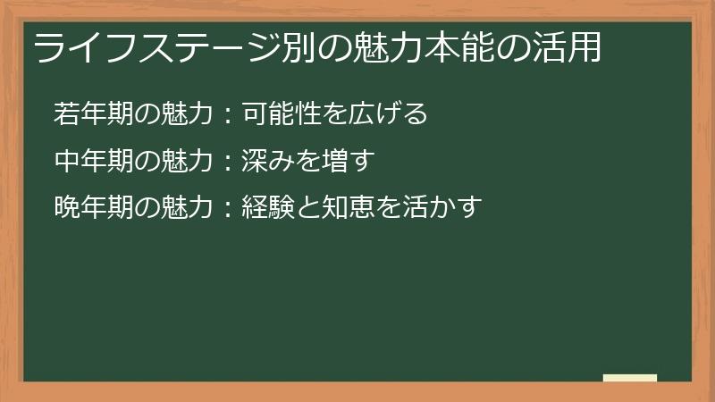 ライフステージ別の魅力本能の活用