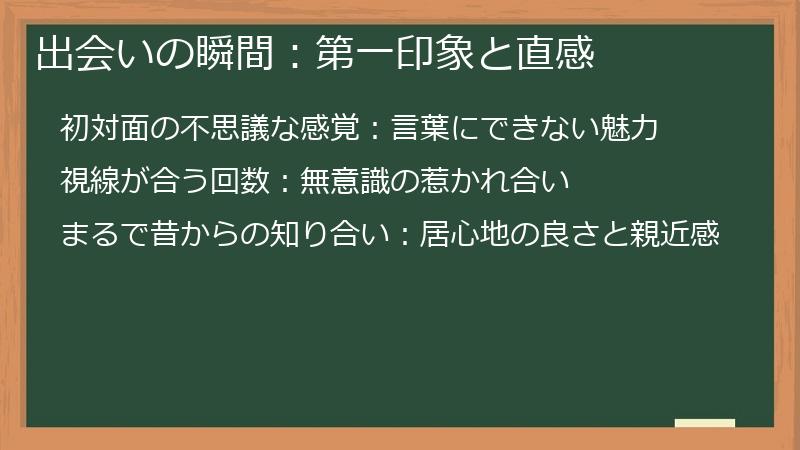 出会いの瞬間：第一印象と直感