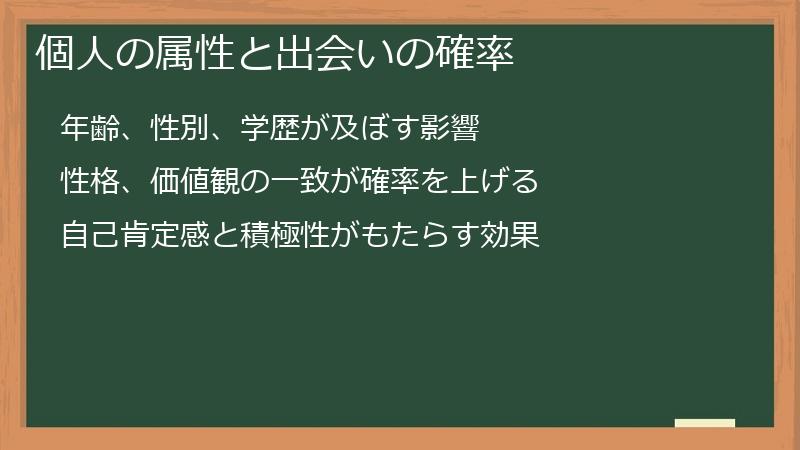 個人の属性と出会いの確率