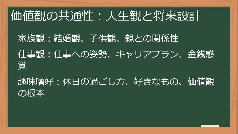価値観の共通性：人生観と将来設計