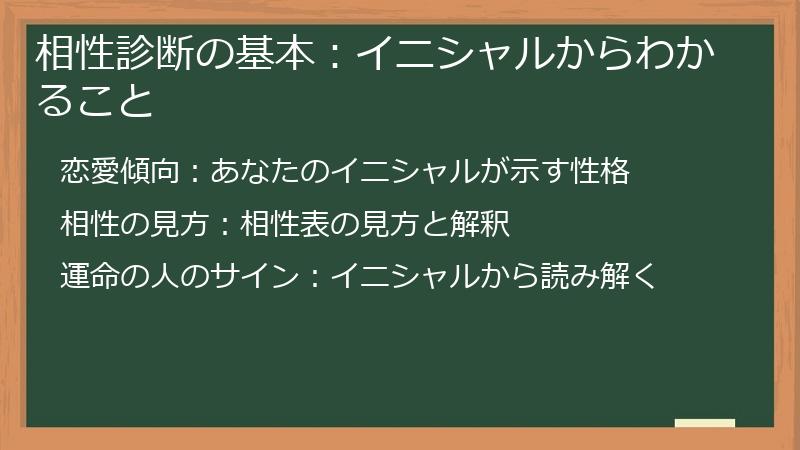 相性診断の基本：イニシャルからわかること