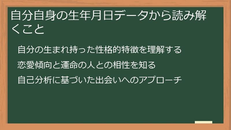 自分自身の生年月日データから読み解くこと