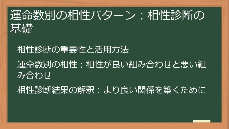 運命数別の相性パターン：相性診断の基礎