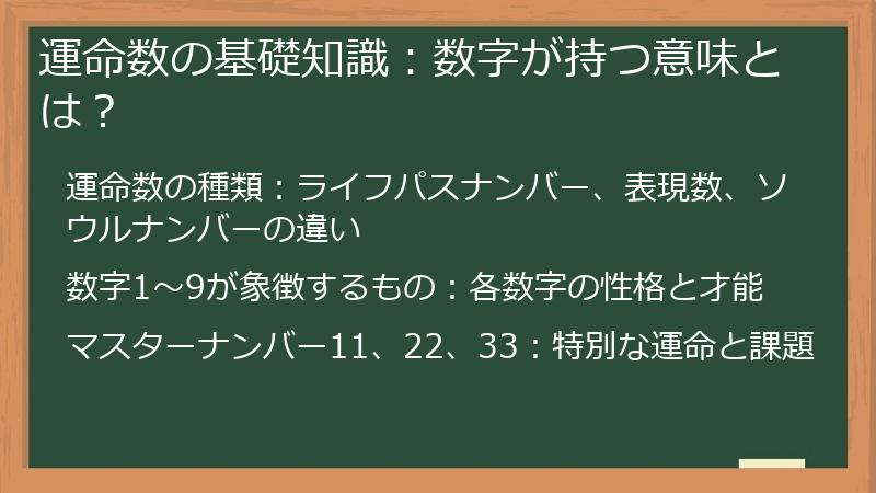運命数の基礎知識：数字が持つ意味とは？