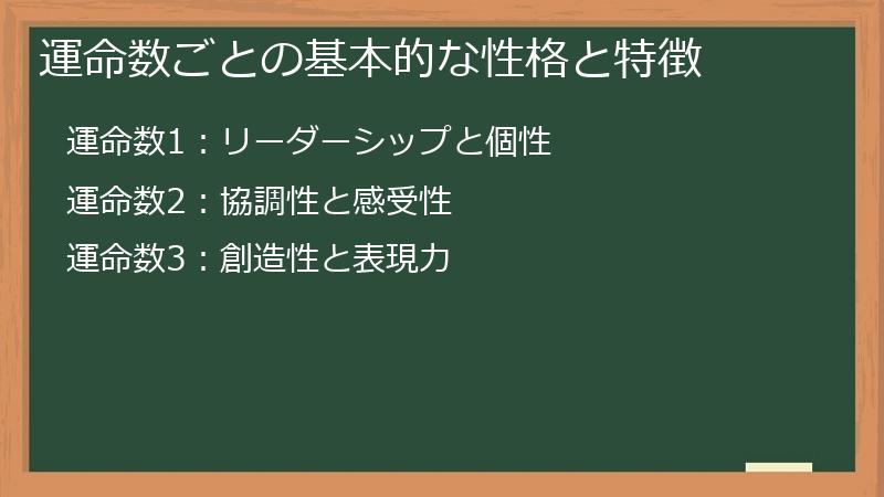運命数ごとの基本的な性格と特徴