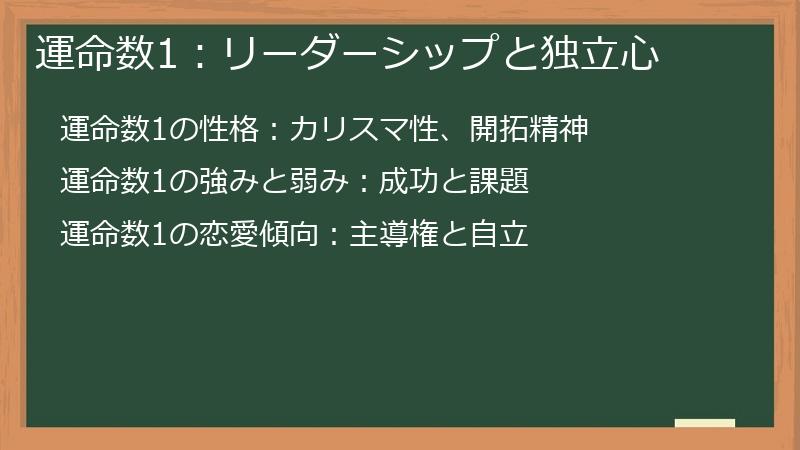 運命数1：リーダーシップと独立心