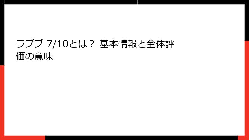 ラブブ 7/10とは? 基本情報と全体評価の意味