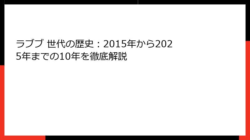 ラブブ 世代の歴史：2015年から2025年までの10年を徹底解説