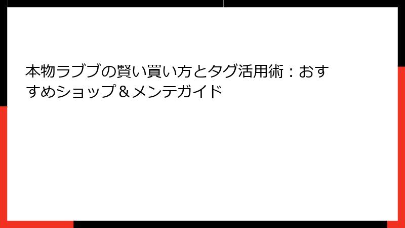 本物ラブブの賢い買い方とタグ活用術：おすすめショップ＆メンテガイド