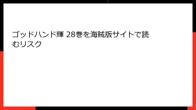 ゴッドハンド輝 28巻を海賊版サイトで読むリスク