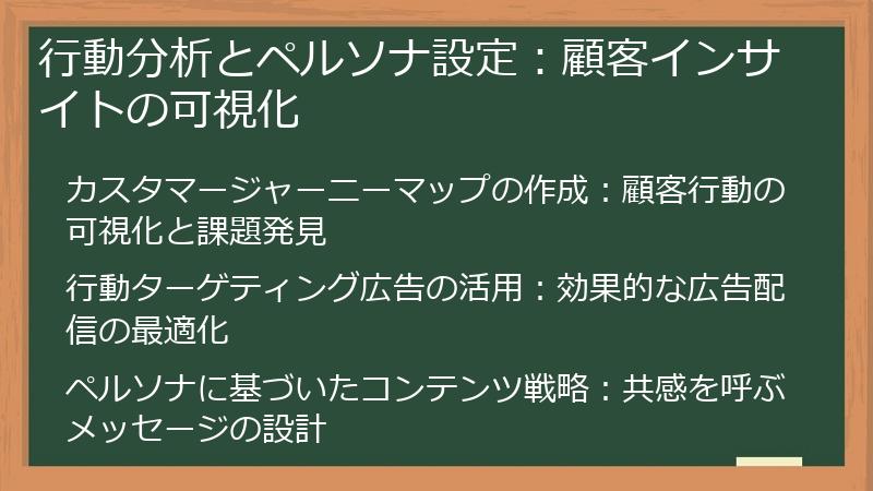 行動分析とペルソナ設定：顧客インサイトの可視化