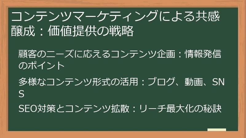 コンテンツマーケティングによる共感醸成：価値提供の戦略