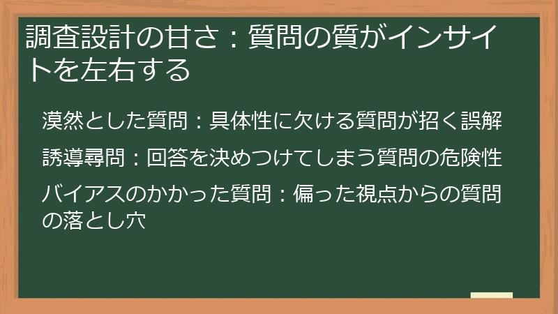 調査設計の甘さ：質問の質がインサイトを左右する
